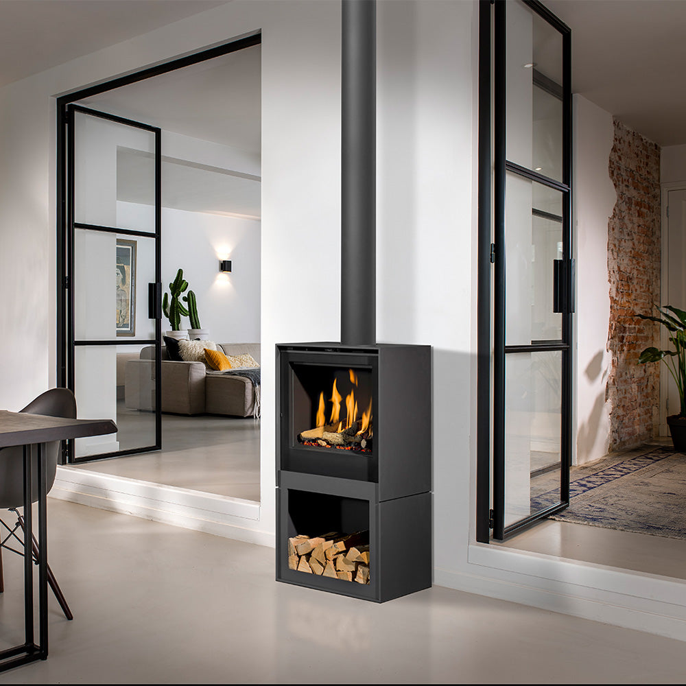 Barbas Box Gas 55 Free Standing Gas Fire with Log Store