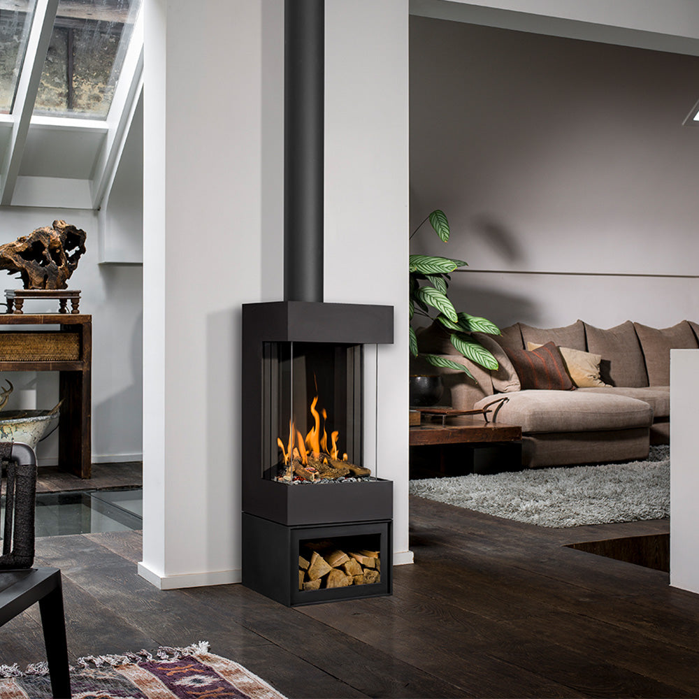 Barbas Box Gas Panorama 45-59 Free Standing Gas Fire with a log store