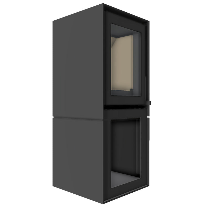 Barbas Box 20 40 Freestanding Wood Burner with a Log Store and a Glass Door