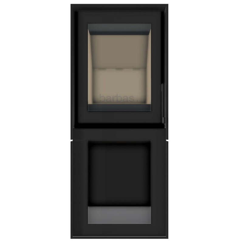 Barbas Box 20 40 Freestanding Wood Burner with a Log Store and a Glass Door