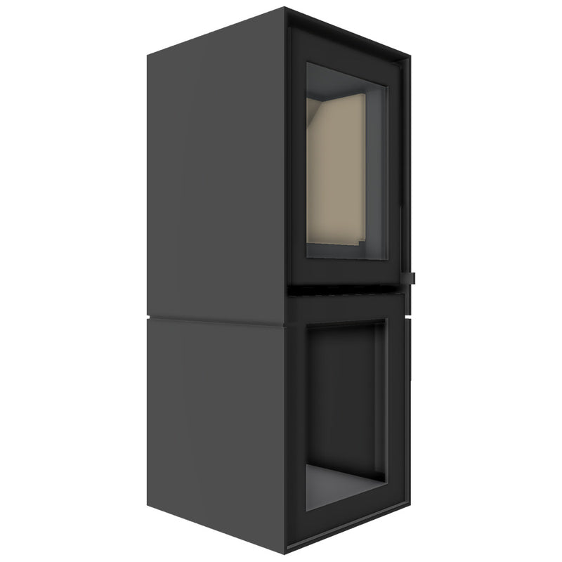 Barbas Box 20 40 Freestanding Wood Burner with a Log Store and a Steel Door