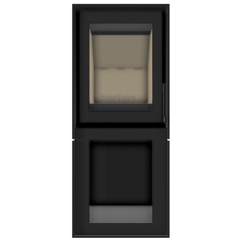 Barbas Box 20 40 Freestanding Wood Burner with a Log Store and a Steel Door
