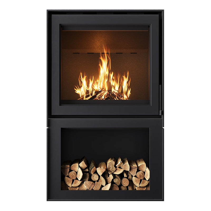 Barbas Box 20 40 Freestanding Wood Burner with a Log Store and a Steel Door