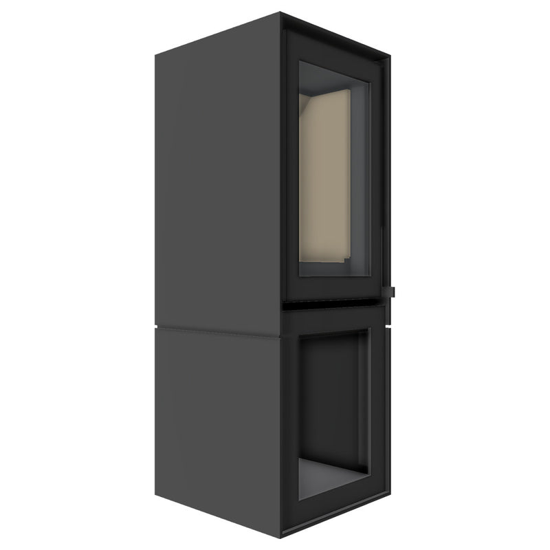 Barbas Box 20 45 Freestanding Wood Burner with a Log Store and a Glass Door