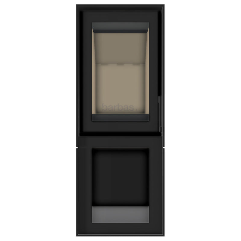 Barbas Box 20 45 Freestanding Wood Burner with a Log Store and a Glass Door