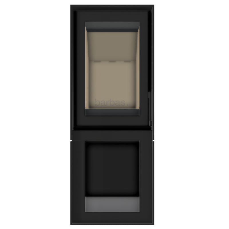 Barbas Box 20 45 Freestanding Wood Burner with a Log Store and a Steel Door