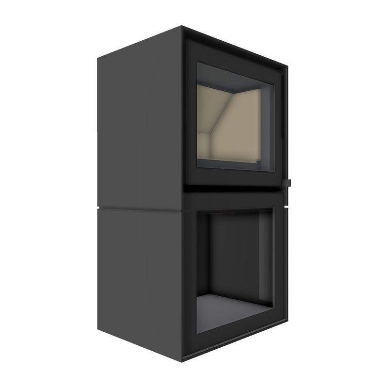 Barbas Box 20 52 Freestanding Wood Burner with a Log Store and a Glass Door