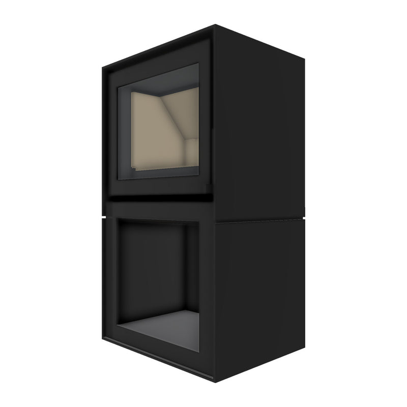 Barbas Box 20 52 Freestanding Wood Burner with a Log Store and a Glass Door