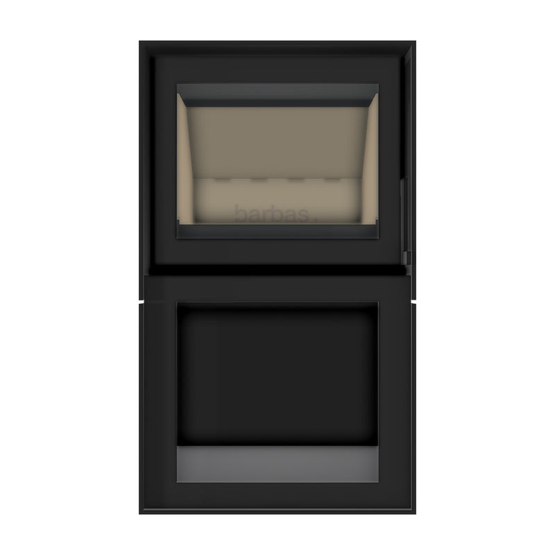 Barbas Box 20 52 Freestanding Wood Burner with a Log Store and a Glass Door