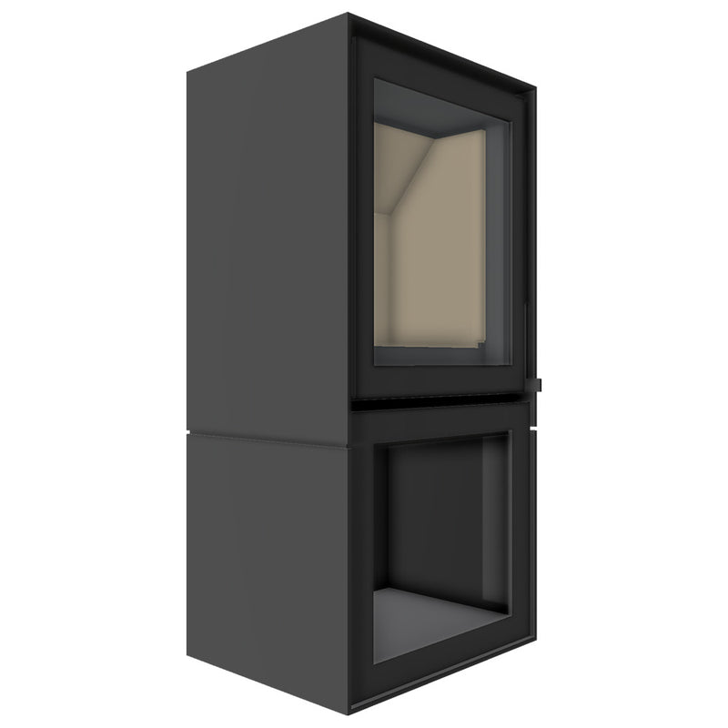 Barbas Box 20 55 Freestanding Wood Burner with a Log Store and a Glass Door