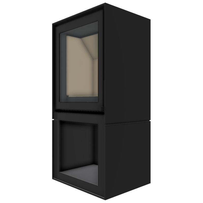 Barbas Box 20 55 Freestanding Wood Burner with a Log Store and a Glass Door