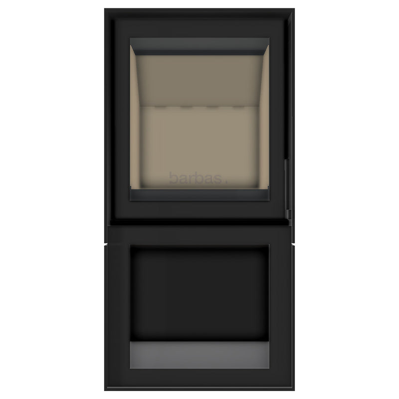 Barbas Box 20 55 Freestanding Wood Burner with a Log Store and a Glass Door