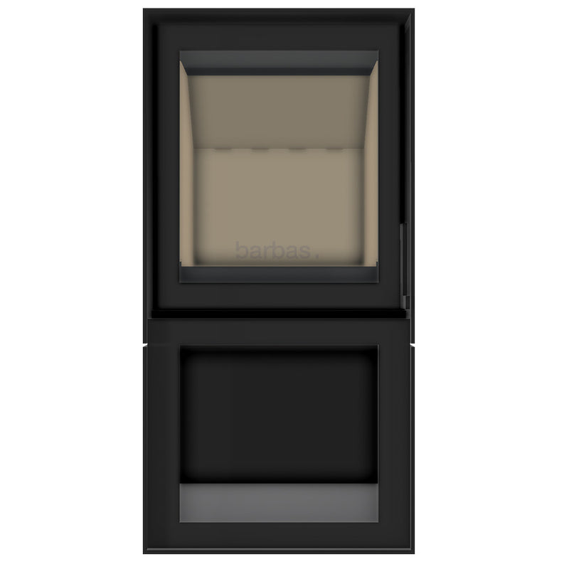 Barbas Box 20 55 Freestanding Wood Burner with a Log Store and a Steel Door
