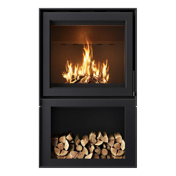 Barbas Box 20 55 Freestanding Wood Burner with a Log Store and a Steel Door