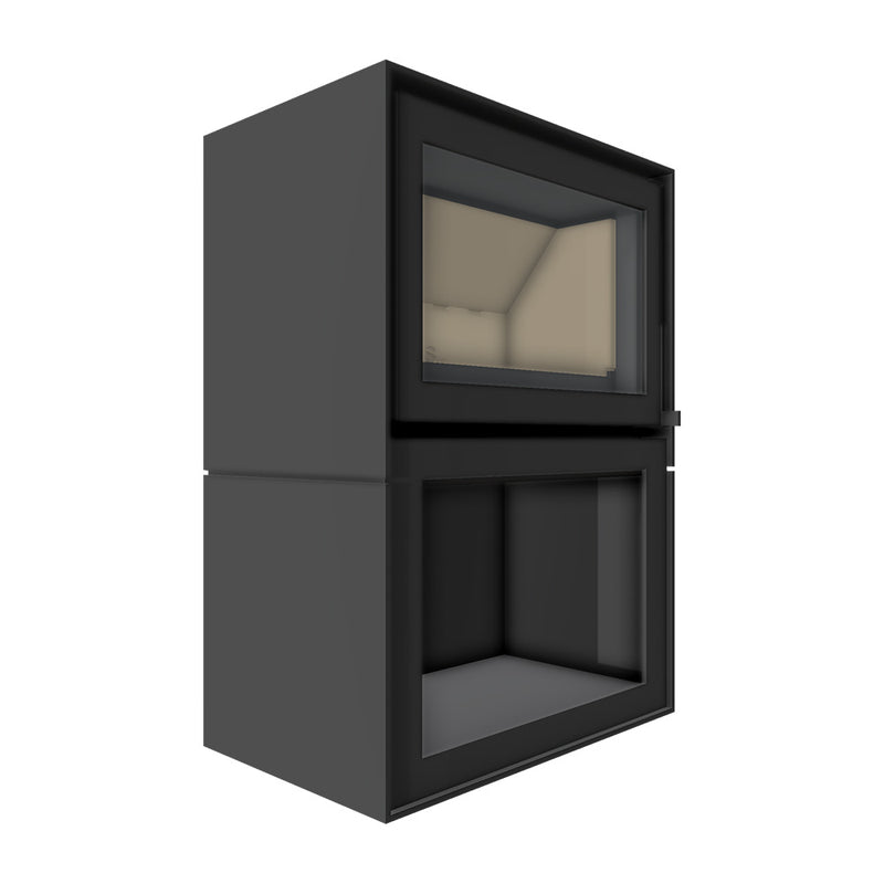 Barbas Box 20 65 Freestanding Wood Burner with a Log Store and a Glass Door