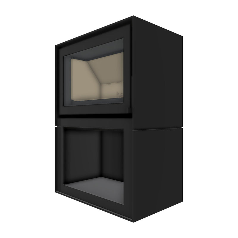 Barbas Box 20 65 Freestanding Wood Burner with a Log Store and a Glass Door