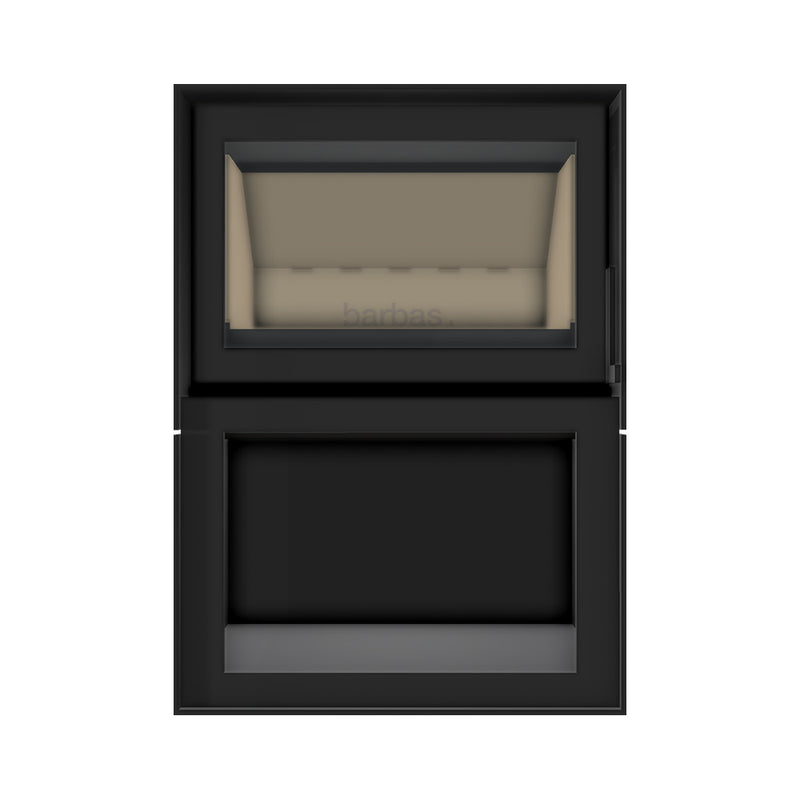Barbas Box 20 65 Freestanding Wood Burner with a Log Store and a Glass Door