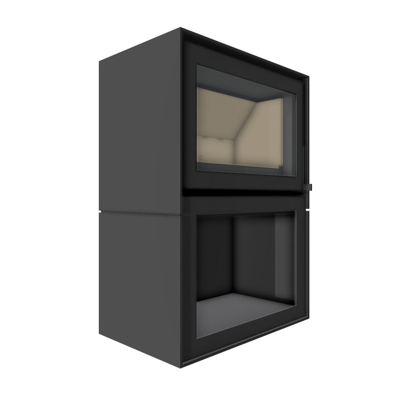 Barbas Box 20 65 Freestanding Wood Burner with a Log Store and a Steel Door