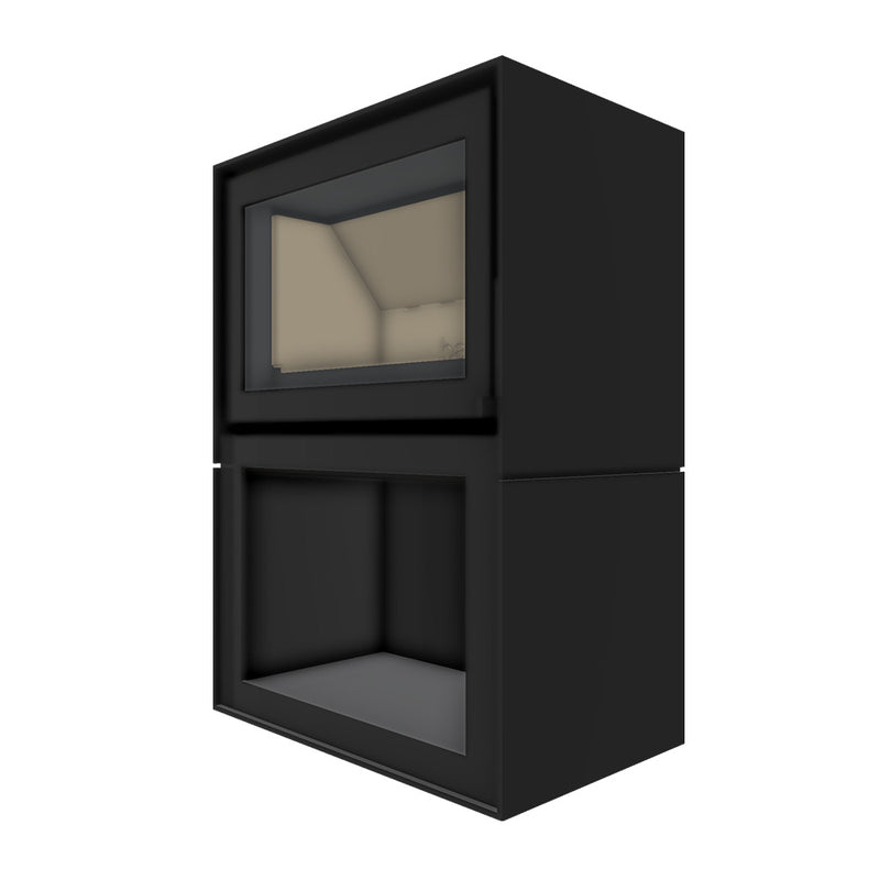 Barbas Box 20 65 Freestanding Wood Burner with a Log Store and a Steel Door