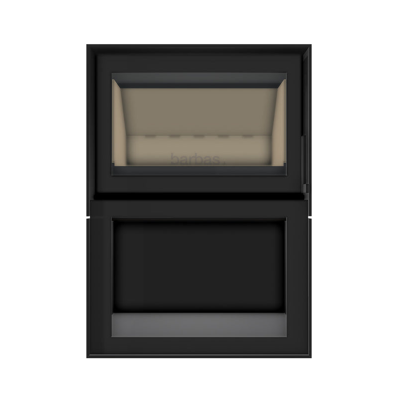 Barbas Box 20 65 Freestanding Wood Burner with a Log Store and a Steel Door