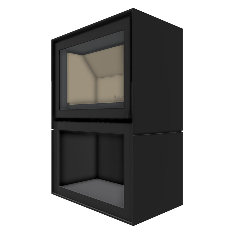 Barbas Box 20 67 Freestanding Wood Burner with a Log Store and a Glass Door