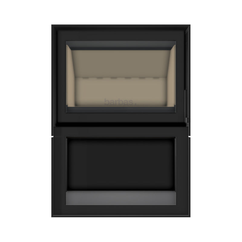 Barbas Box 20 67 Freestanding Wood Burner with a Log Store and a Glass Door