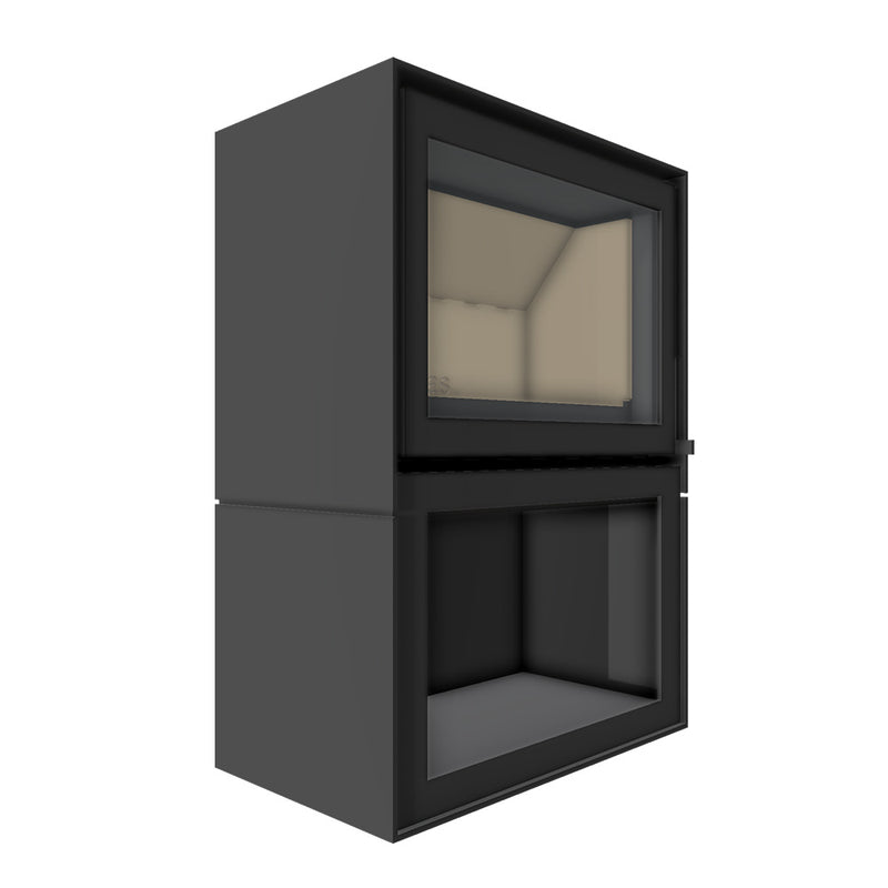 Barbas Box 20 67 Freestanding Wood Burner with a Log Store and a Steel Door