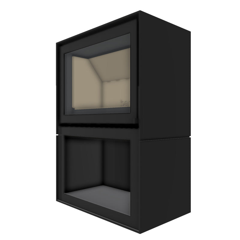 Barbas Box 20 67 Freestanding Wood Burner with a Log Store and a Steel Door
