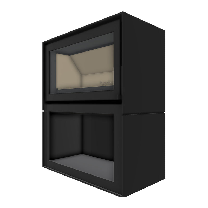 Barbas Box 20 75 Freestanding Wood Burner with a Log Store and a Glass Door