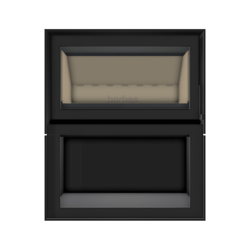 Barbas Box 20 75 Freestanding Wood Burner with a Log Store and a Glass Door