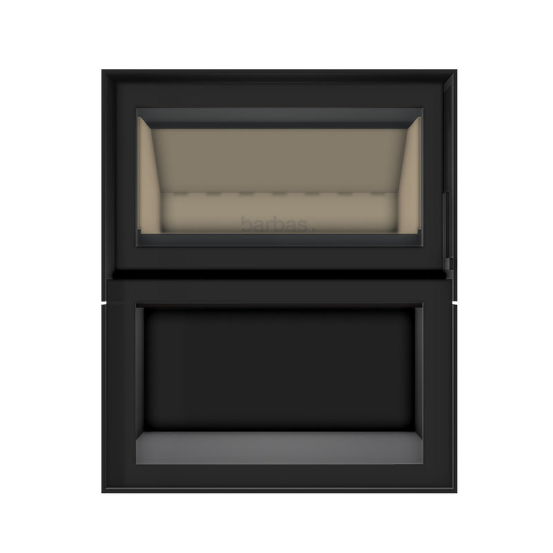 Barbas Box 20 75 Freestanding Wood Burner with a Log Store and a Steel Door