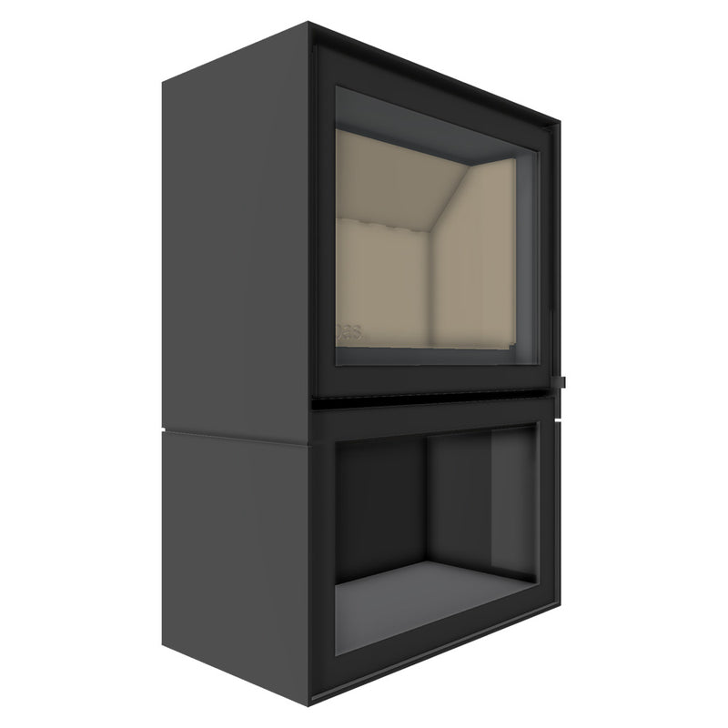Barbas Box 20 80 Freestanding Wood Burner with a Log Store and a Glass Door