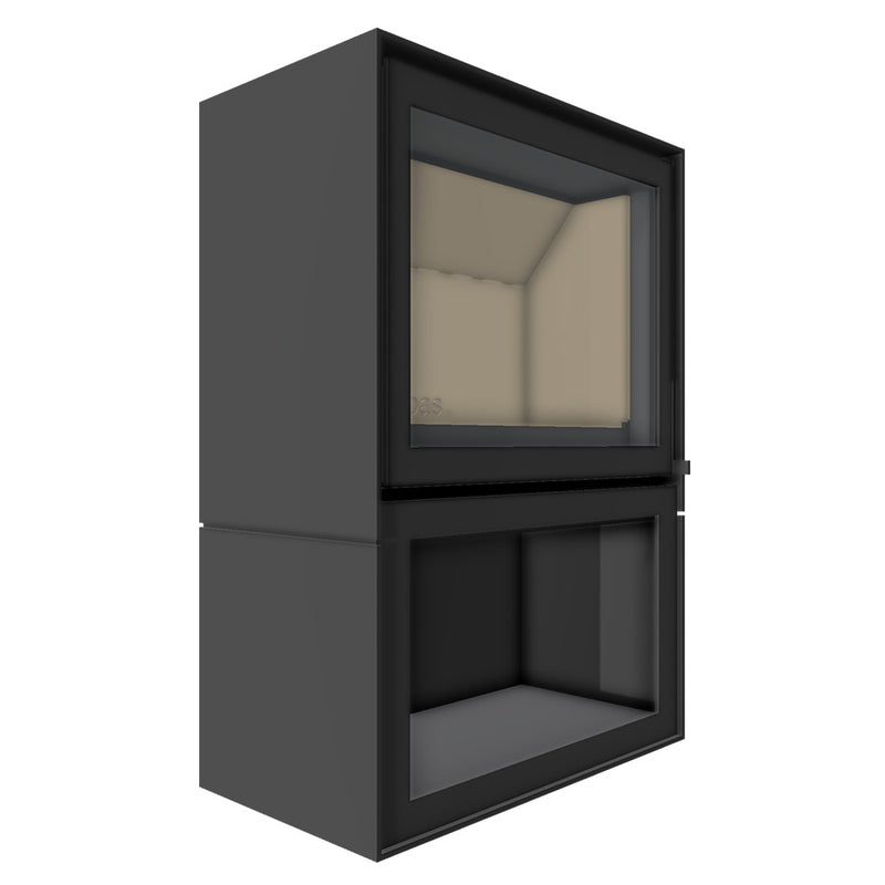 Barbas Box 20 80 Freestanding Wood Burner with a Log Store and a Steel Door