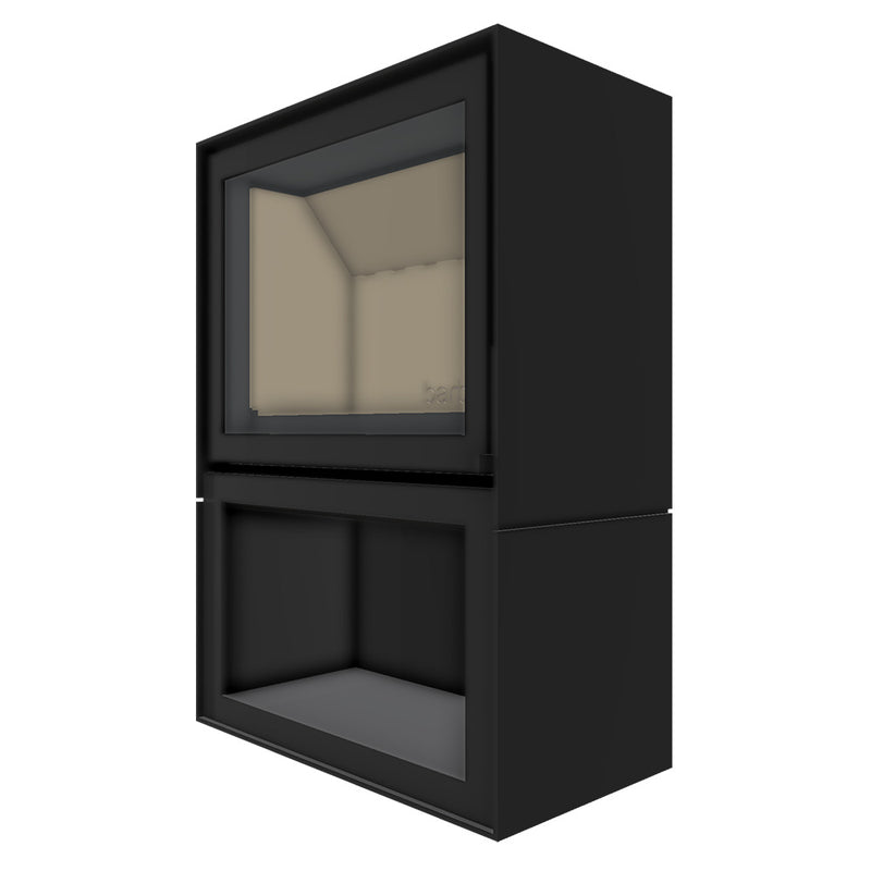 Barbas Box 20 80 Freestanding Wood Burner with a Log Store and a Steel Door
