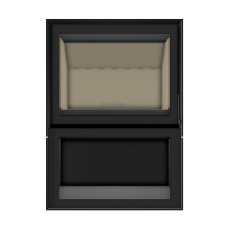 Barbas Box 20 80 Freestanding Wood Burner with a Log Store and a Steel Door