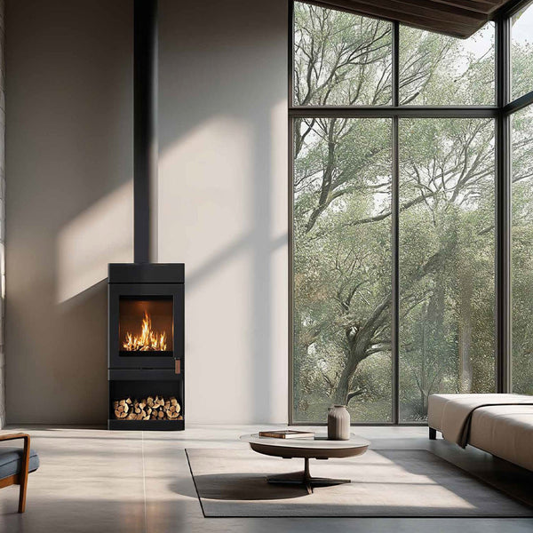 Barbas Box 35 40-105 Freestanding Wood Burner with a Log Store
