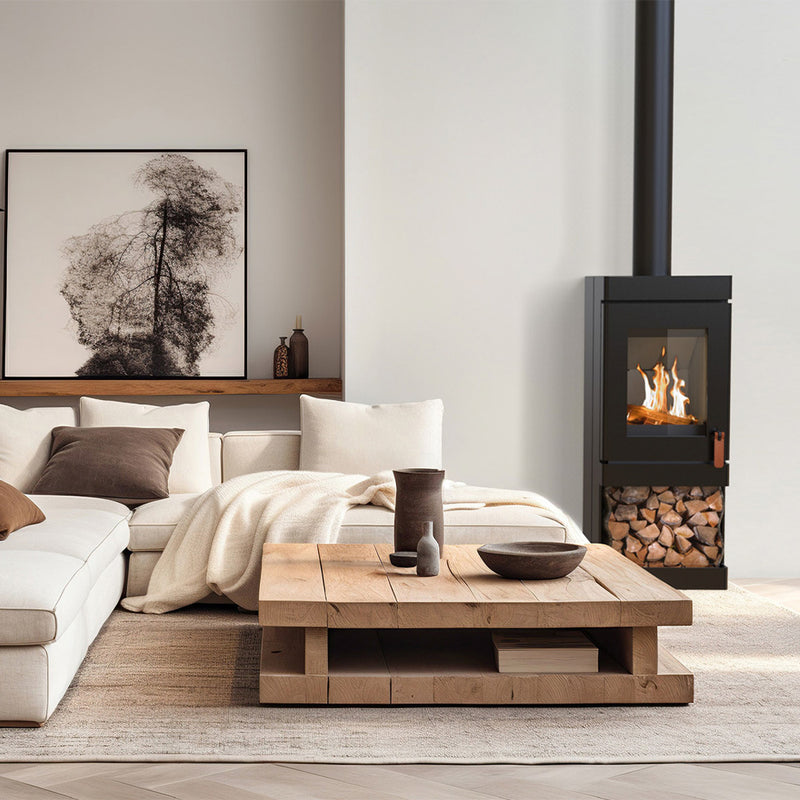 Barbas Box 35 40-85 Freestanding Wood Burner with a Log Store