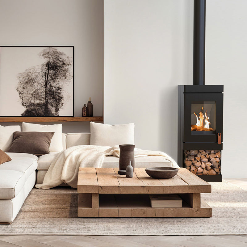 Barbas Box 35 52-100 Freestanding Wood Burner with a Log Store