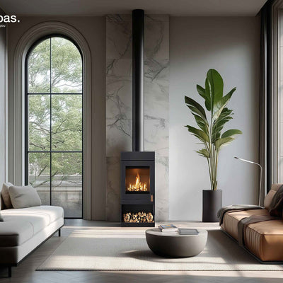 Barbas Box 35 52-100 Freestanding Wood Burner with a Log Store