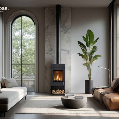Barbas Box 35 52-80 Freestanding Wood Burner with a Log Store