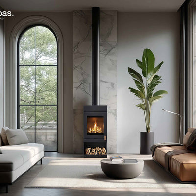 Barbas Box 35 55-120 Freestanding Wood Burner with a Log Store