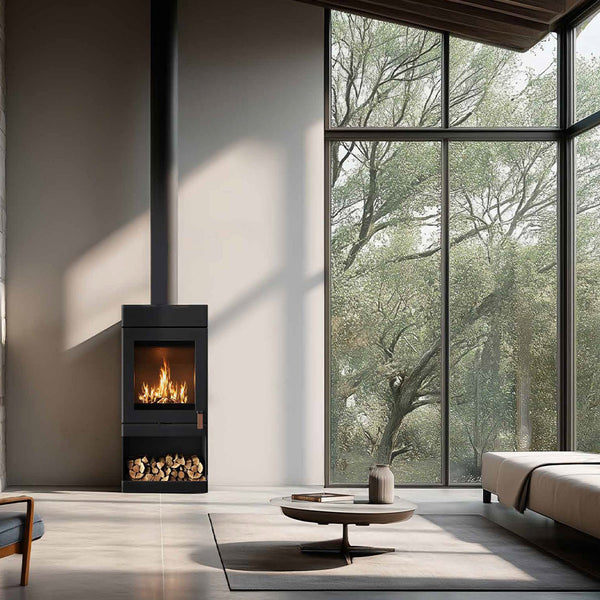 Barbas Box 35 55-120 Freestanding Wood Burner with a Log Store
