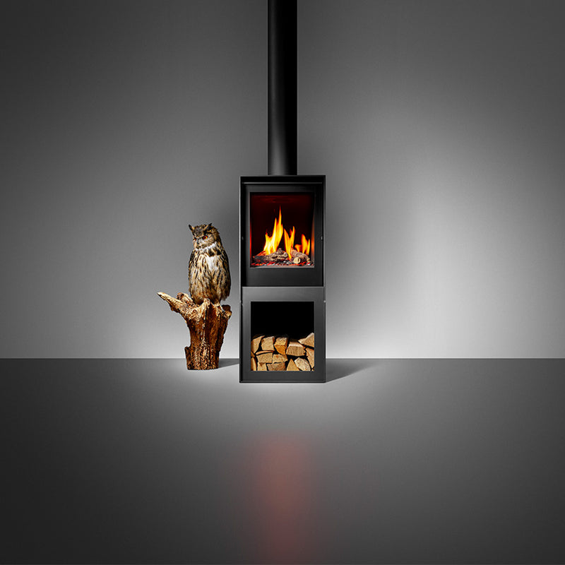 Barbas Box Gas 45 Free Standing Gas Fire with Log Store