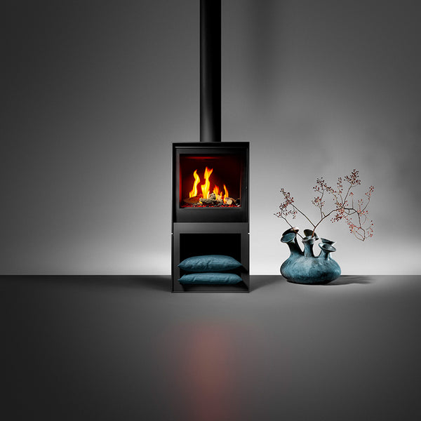 Barbas Box Gas 55 Free Standing Gas Fire with Log Store