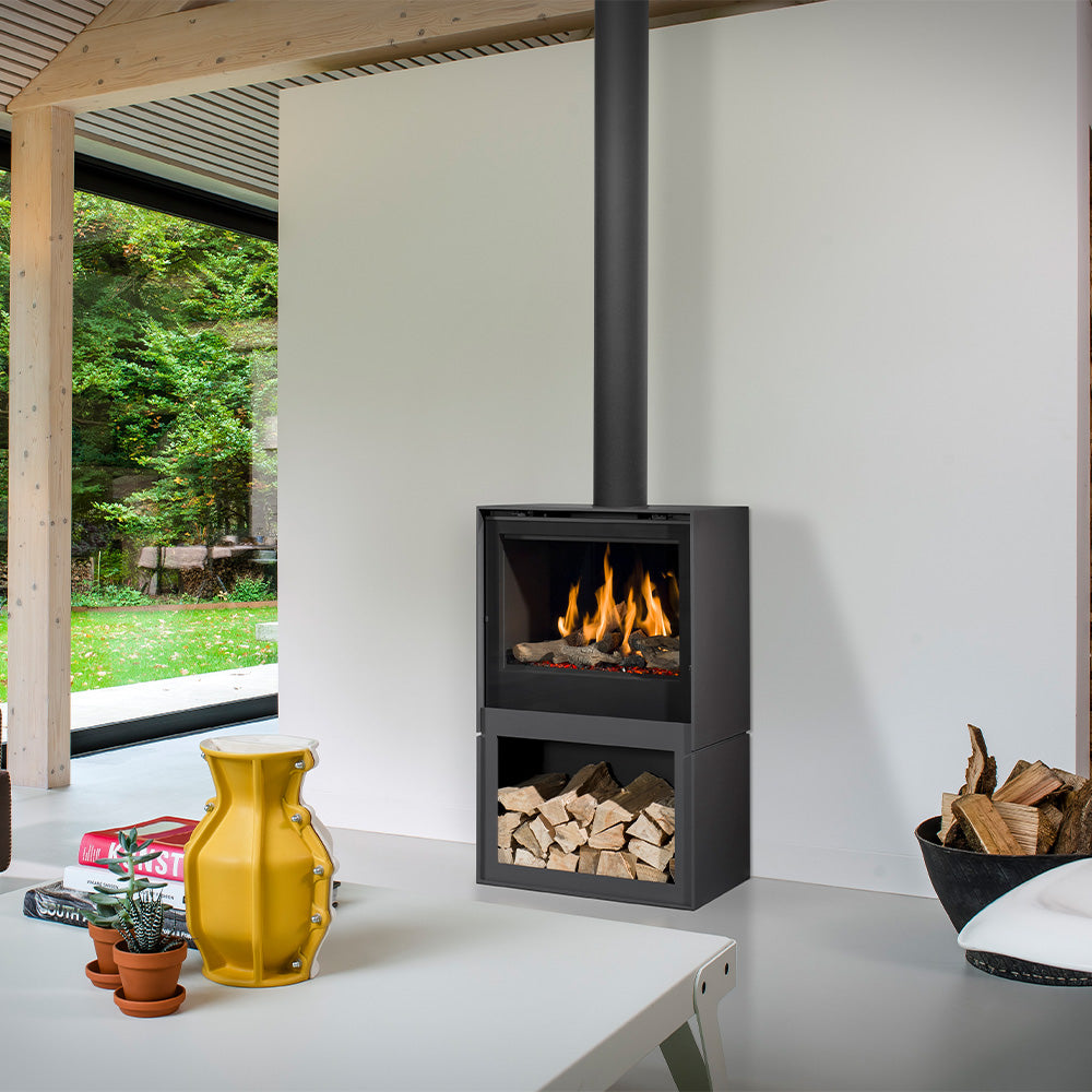 Barbas Box Gas 65 Free Standing Gas Fire with Log Store