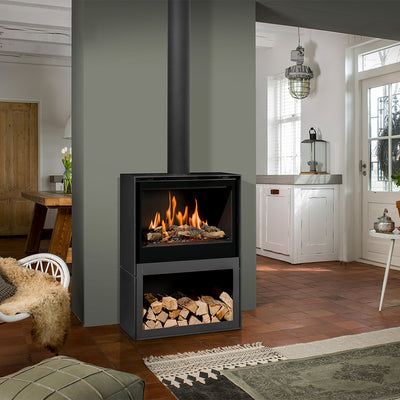 Barbas Box Gas 75 Free Standing Gas Fire with Log Store