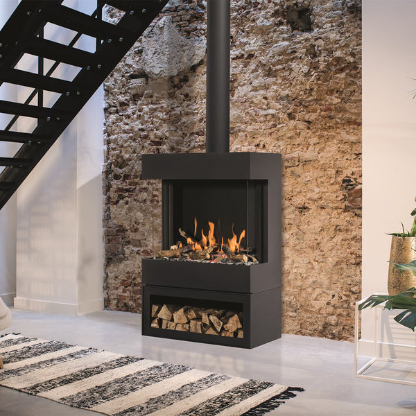 Barbas Box Gas Panorama 73-52 Free Standing Gas Fire with a log store
