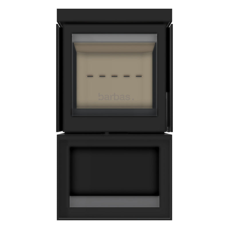 Barbas Box Panorama 55 Freestanding Wood Burner with a Log Store