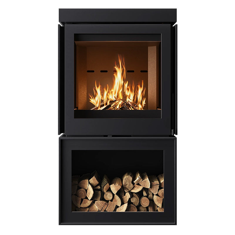 Barbas Box Panorama 55 Freestanding Wood Burner with a Log Store