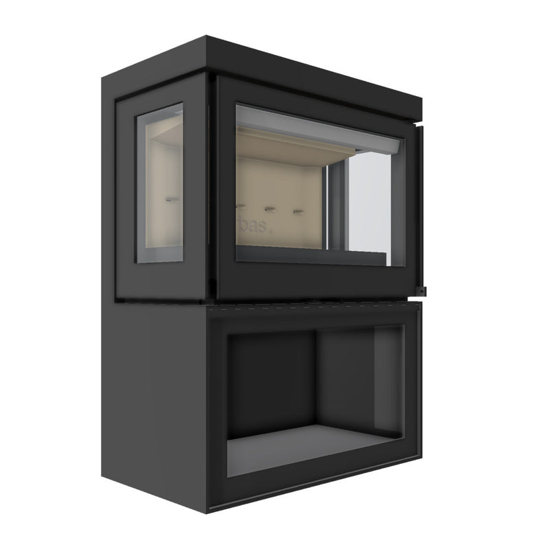 Barbas Box Panorama 65 Freestanding Wood Burner with a Log Store